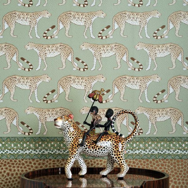 Cole & Son Ardmore Collection: Leopard Walk - 109/2009 White and Olive