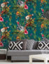 Kooky Jungle Lemur Wallpaper in Teal