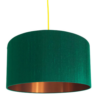 Emerald Silk Lampshade With Brushed Copper Lining