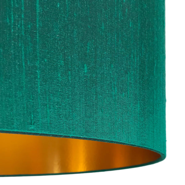 Emerald Green Silk Lampshade With Gold Lining Close up