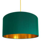 Emerald Green Silk Lampshade With Gold Lining