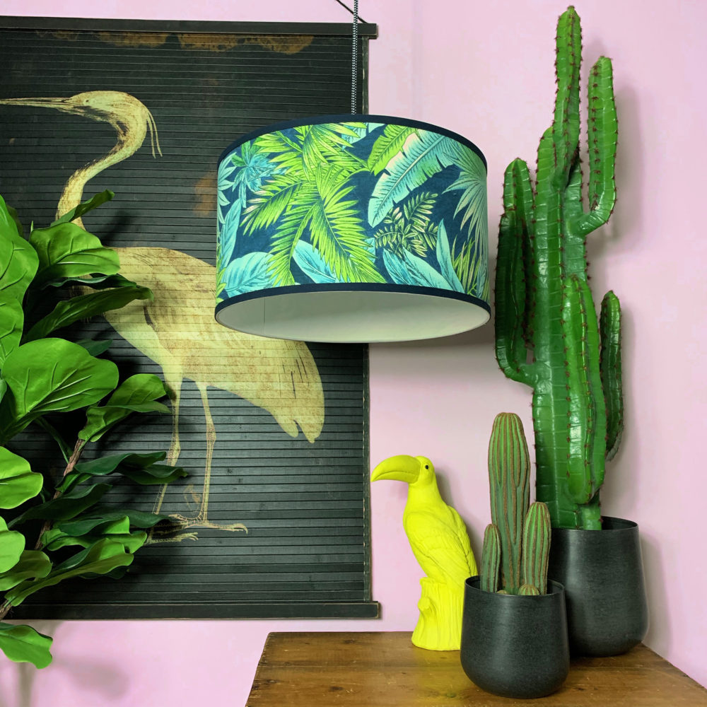 Midnight Jungle Tropical Lampshade Handmade to order by Love Frankie