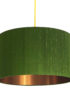 Moss Green Silk Lampshade With Brushed Copper Lining