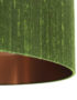 Moss Green Silk Lampshade With Brushed Copper Lining Close Up