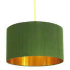 Moss Green Silk Lampshade With Gold Lining