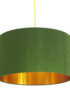Moss Green Silk Lampshade With Gold Lining
