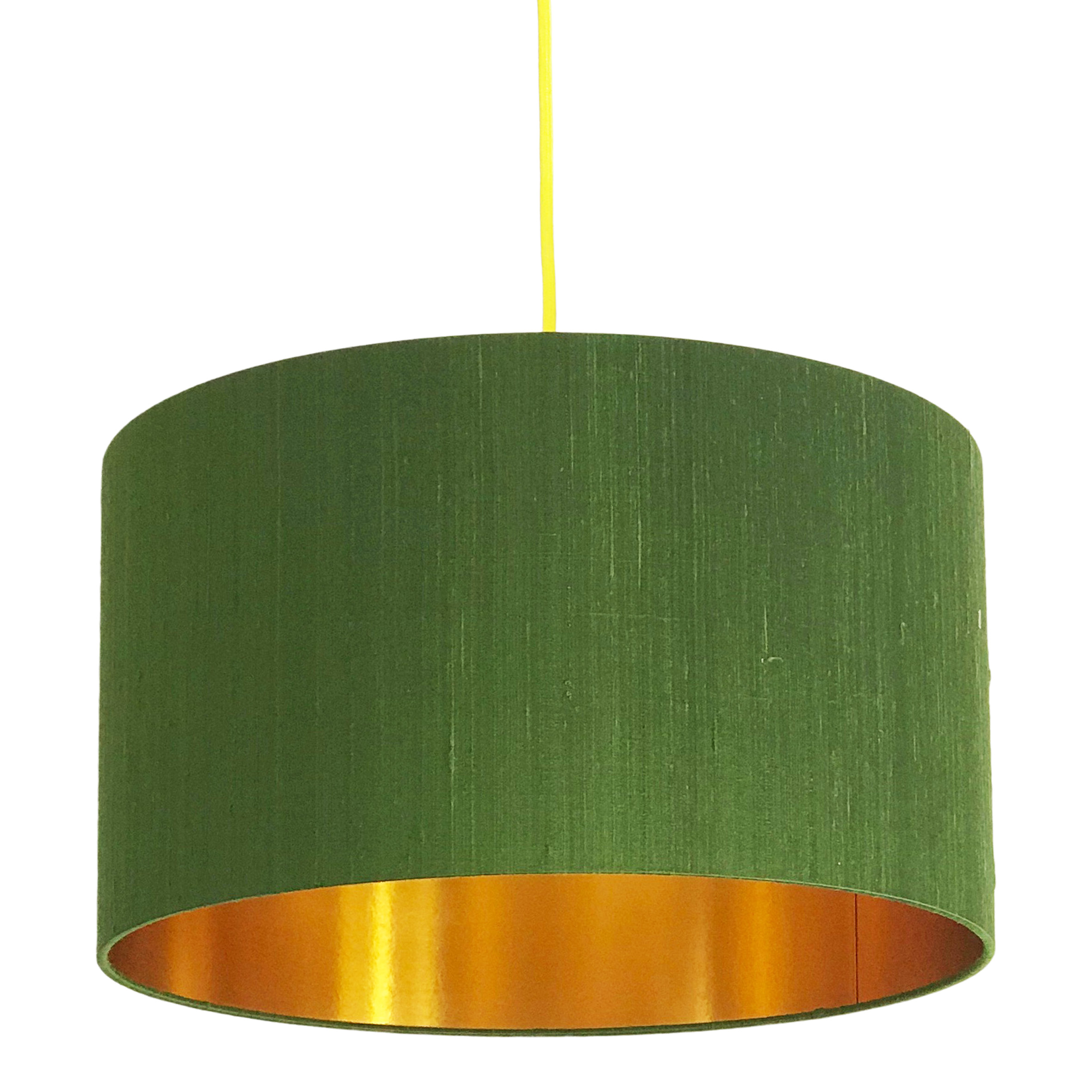 Moss Silk Lampshade With Metallic Gold, How To Replace Lampshade Lining