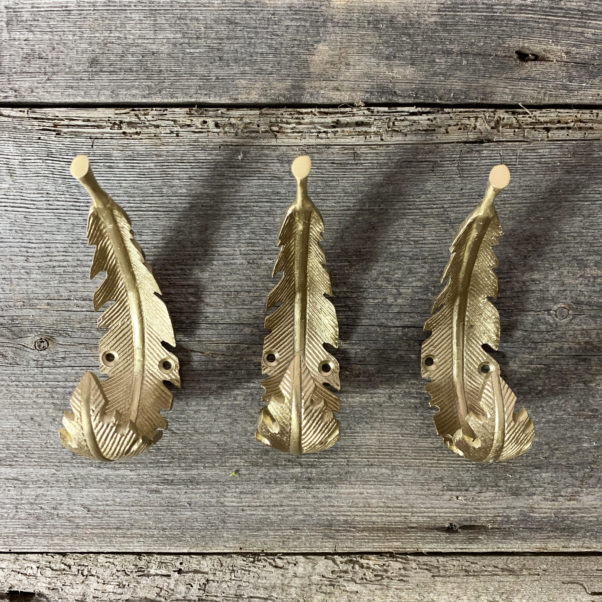 Brass Feather Display Hook in Matt Gold Love Frankie