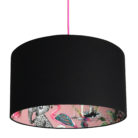 Pink ChiMiracle Wallpaper Silhouette Lampshade in Jet Black Cotton