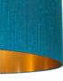 Love Frankie handmade Lampshade in Teal with brushed gold lining Close up