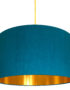 Teal Indian Silk Handmade Lampshade With Gold Lining