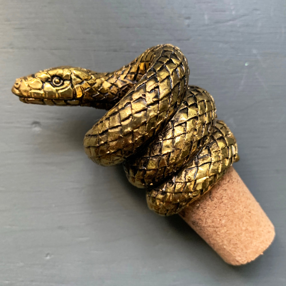 Serpent Snake Bottle Stopper in Black or Gold | Love Frankie