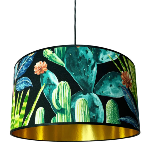 Spike Island Tropical Cactus Lampshade with Gold Lining
