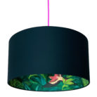 Bird Of Paradise Silhouette Lampshade in Deep Space Navy