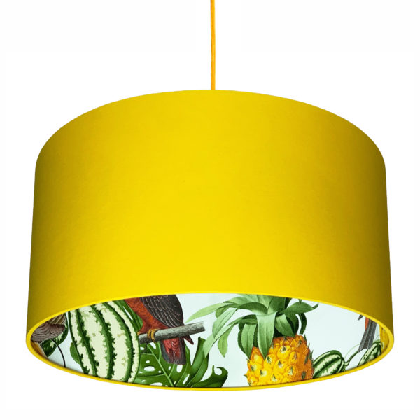 Pineapple Jungle Silhouette Lampshade in Egg Yolk Yellow