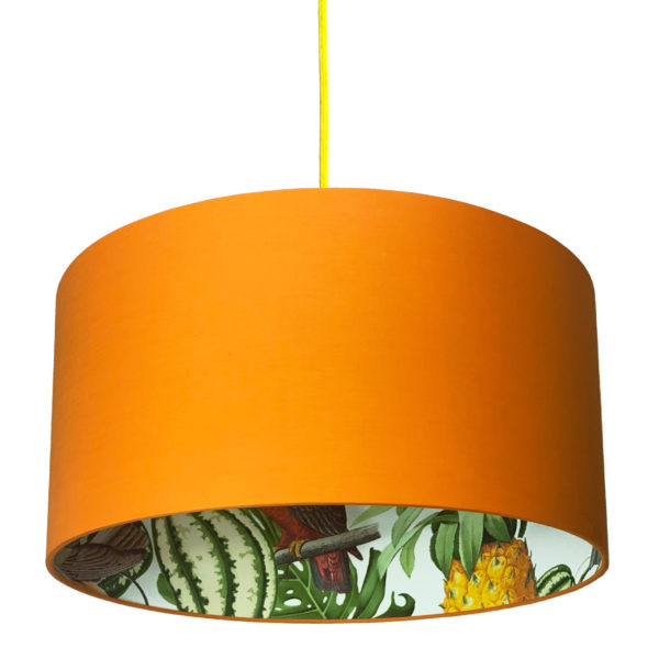 Pineapple Jungle Silhouette Lampshade in Tangerine Orange