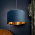 Flint Velvet Lampshade With Gold Lining