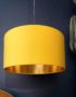 Sunset Yellow Velvet Lampshade With Gold Lining