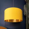 Sunset Yellow Velvet Lampshade With Gold Lining