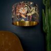 Big Cat Velvet Lampshade With Gold Lining In Rust