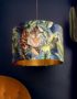 Big Cat Velvet Lampshade With Gold Lining In Flint Green