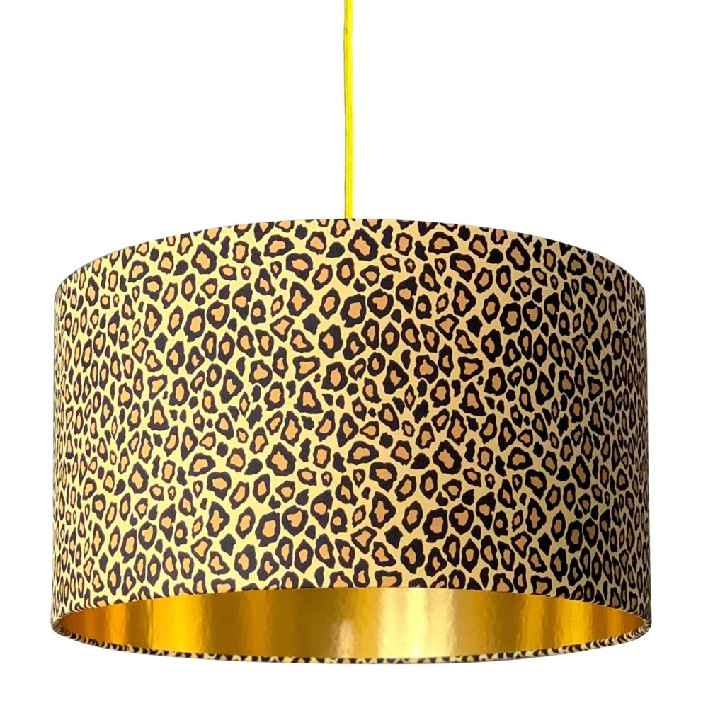 Leopard Print Lampshade With Gold, Leopard Print Lampshade With Feathers