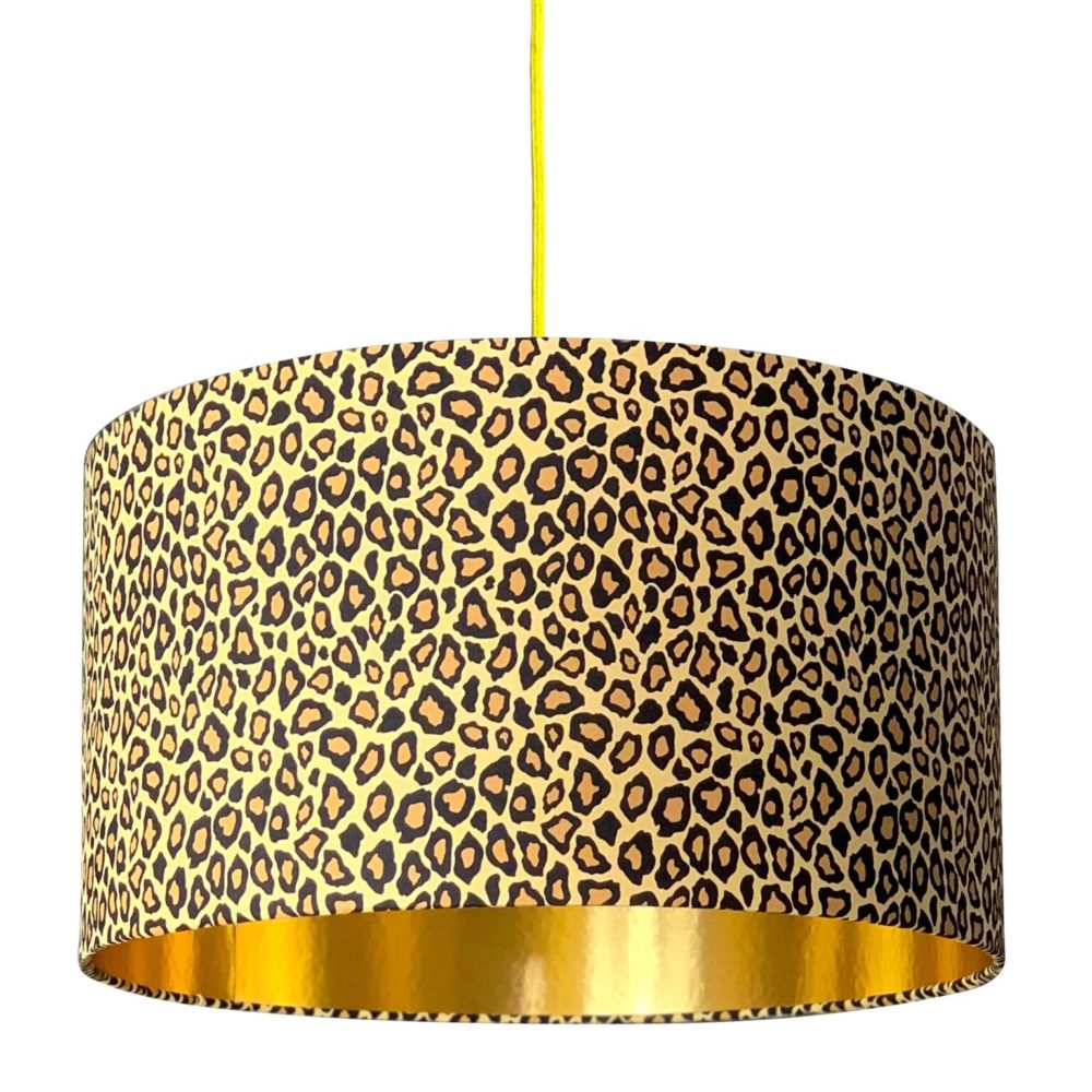 Leopard Print Lampshade With Gold Cheetah Print Jungle Decor Lamp Shade