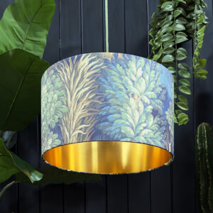 love frankie enchanted woods velvet lampshade with gold lining in emerald