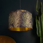 Cinnamon Enchanted Wood Velvet Lampshade With Gold Lining