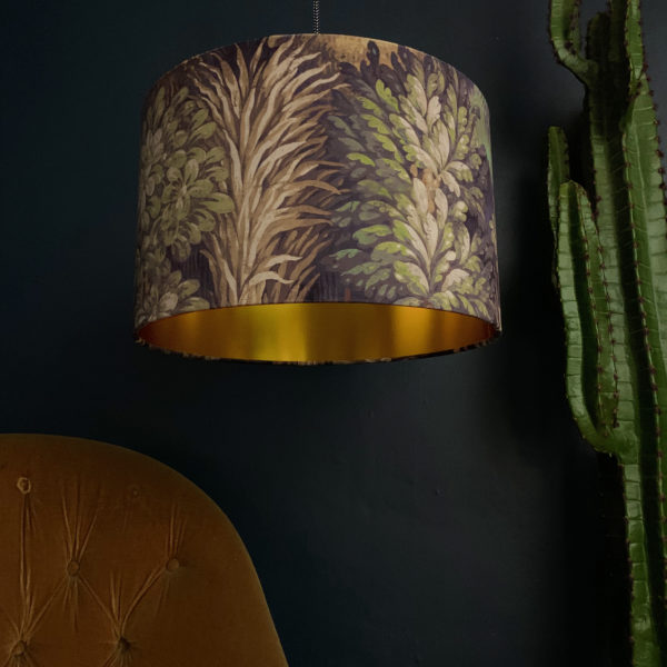 Cinnamon Enchanted Wood Velvet Lampshade With Gold Lining