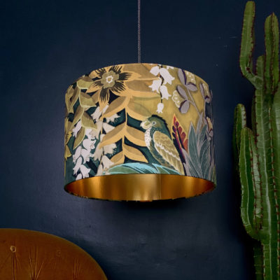Bespoke Lamp Shades With Gold Lining, Patterned Drum Lamp Shades Uk