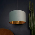 Sea Green Velvet Lampshade With Gold Lining