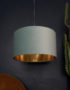 Sea Green Velvet Lampshade With Gold Lining