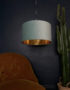 Sea Green Velvet Lampshade With Gold Lining