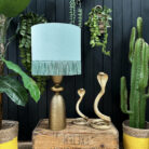 love frankie sea green velvet lampshade with fringing