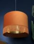 Rust Velvet Lampshade With Gold Lining And Fringing
