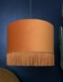 Rust Velvet Lampshade With Gold Lining And Fringing