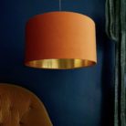 Rust Velvet Lampshade With Gold Lining