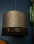 Senzo Spot Lampshade With Gold Lining and Fringing In Charcoal