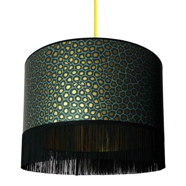 Charcoal Senzo Lampshade With Gold Lining And Fringing
