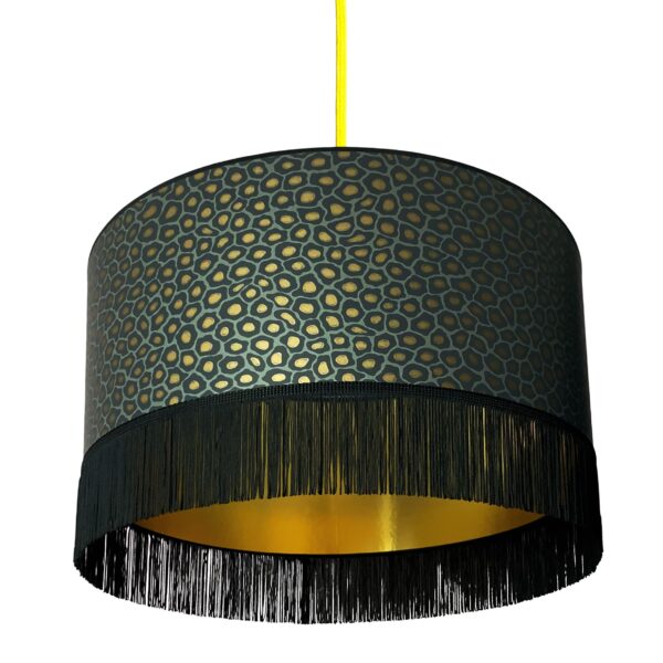 Charcoal Senzo Lampshade With Gold Lining And Fringing