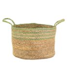 Green Striped Jute Basket