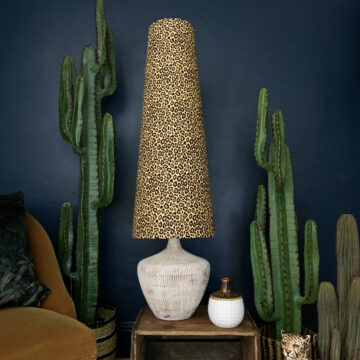 KING & QUEEN OVERSIZED CONE LAMPSHADES IN LEOPARD PRINT COTTON