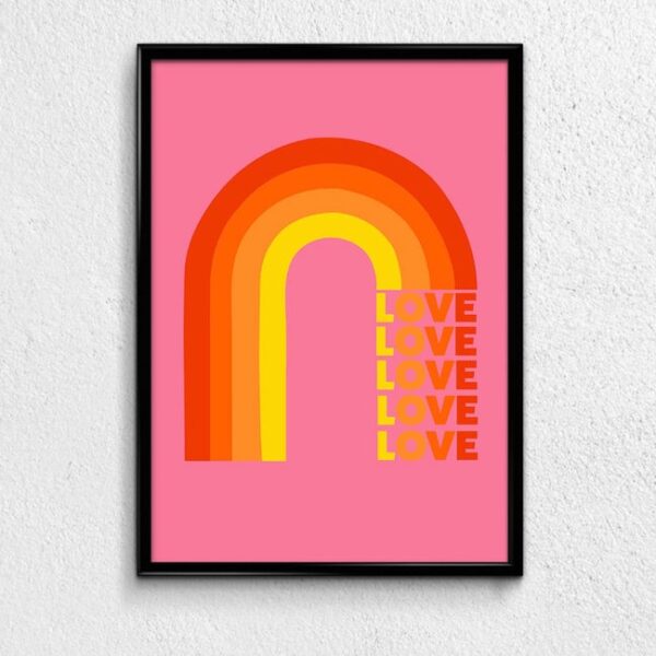 Love Rainbow Pink Art Typography Print