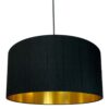 Carbon Black Silk Lampshade With Gold Lining