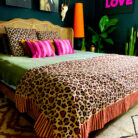 Leopard print cotton throw