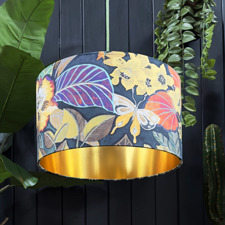 love frankie swallow tail velvet lampshade with gold lining