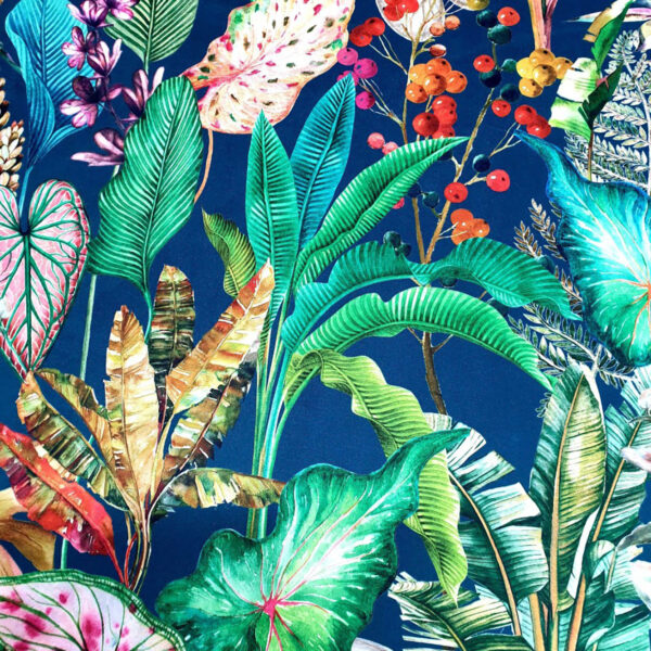 Handmade By Love Frankie Tropical Leaf Magic Fruits Velvet Fabric