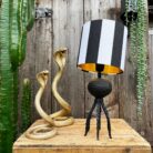 Small Black Octopus Lamp with Mini Beetlejuice Black and White Lampshade