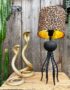 Large Black Octopus Lamp with Mini Leopard Print Lampshade